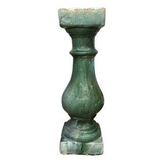 Green Glaze Ceramic Columns with Weathered Texture For Sale