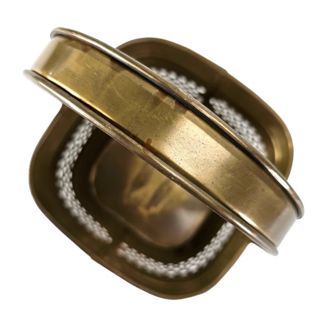 1970’s Indian Solid Brass Pierced Square Basket With Ribbed Detail For Sale In San Francisco - Image 6 of 9