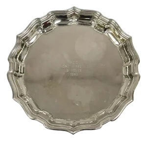 Vintage Scalloped Edge Silver Plated Golf Award Plate "Most Improved... 1985"
