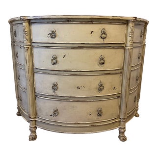 Vintage Habersham Plantation French Country Distressed Demilune Chest For Sale