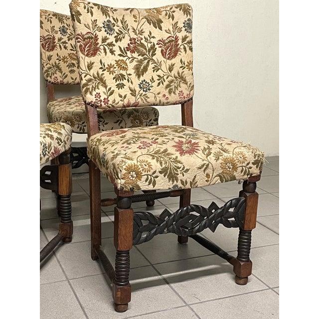 Wooden Chairs from the 1940s with Turned and Carved Details, Set of 6 For Sale - Image 12 of 18