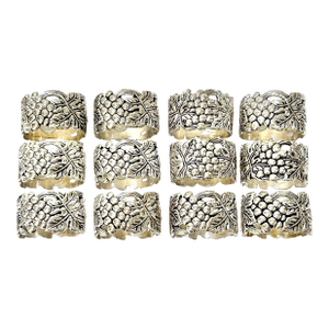 Vintage Silver Plate Grape Cluster Napkin Rings – Tabletop Entertaining – Set of 12