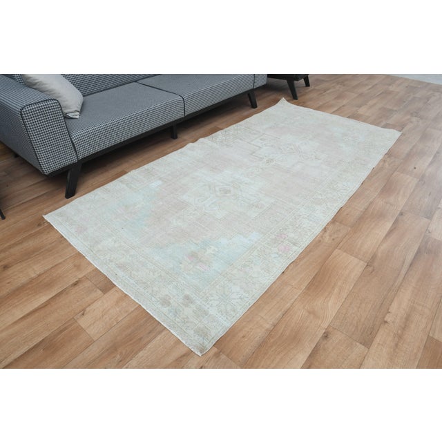 1970s Vintage Handmade Wool Cotton Turkish Beige Area Rug For Sale - Image 11 of 11