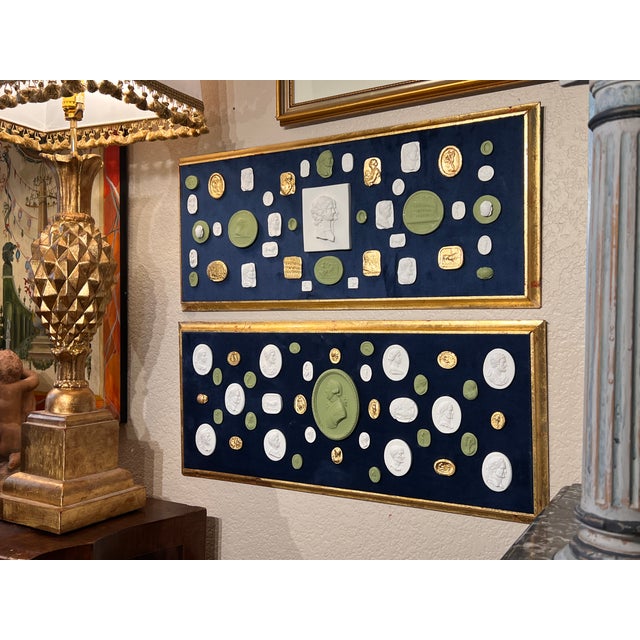 #1040 Pair of Grand Tour Revival Adams Style Gilt & Plaster Intaglio in Giltwood Frames For Sale In Palm Springs - Image 6 of 12