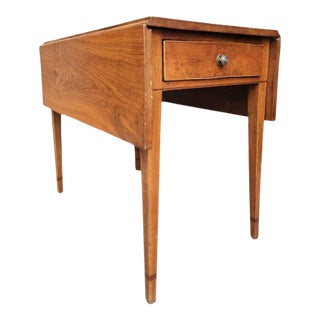 Antique Inlaid Mid 19th Century Drop Leaf Wood Table For Sale