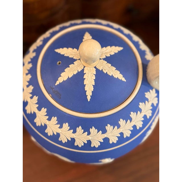 Early 20th Century Early 20th Century Copeland Spode Jasperware Style Antique Blue and White Teapot For Sale - Image 5 of 13