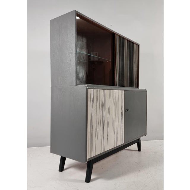 Gray Vintage Display Cabinet with Glass, 1970s For Sale - Image 8 of 12
