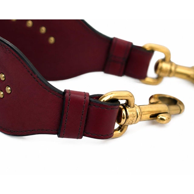 Christian Dior Medium Lady Dior Cannage Studded Burgundy Leather Bag With Strap For Sale - Image 9 of 12