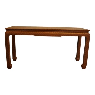 Chinoiserie Ming Style Grass Cloth Covered Console Table by Baker Furniture For Sale