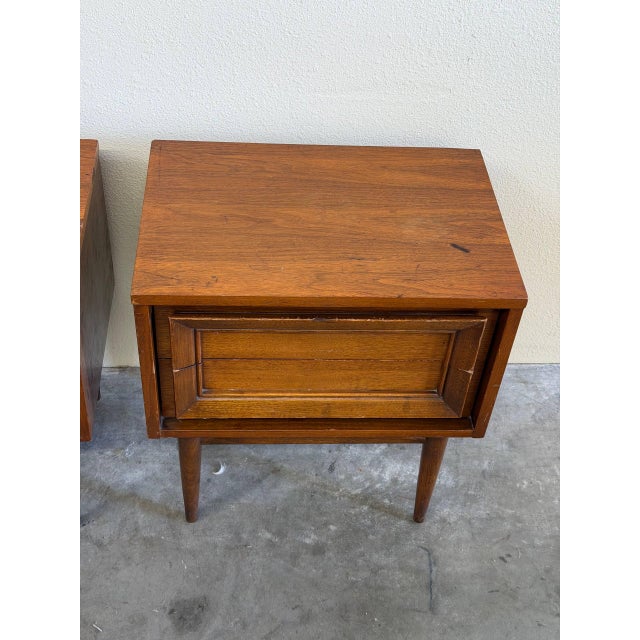 Brown Pair of Mid 20th Century Basic Witz Walnut Nightstands Brutalist Style For Sale - Image 8 of 10
