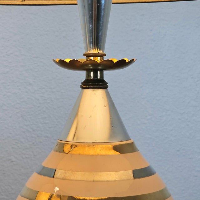 Mid 20th Century Wescal Atomic Ceramic Table Lamps With Original Fiberglass Shades - a Pair For Sale - Image 4 of 15
