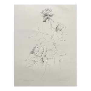 Charles Gilbert Kapsner Rose Still Life Lithograph