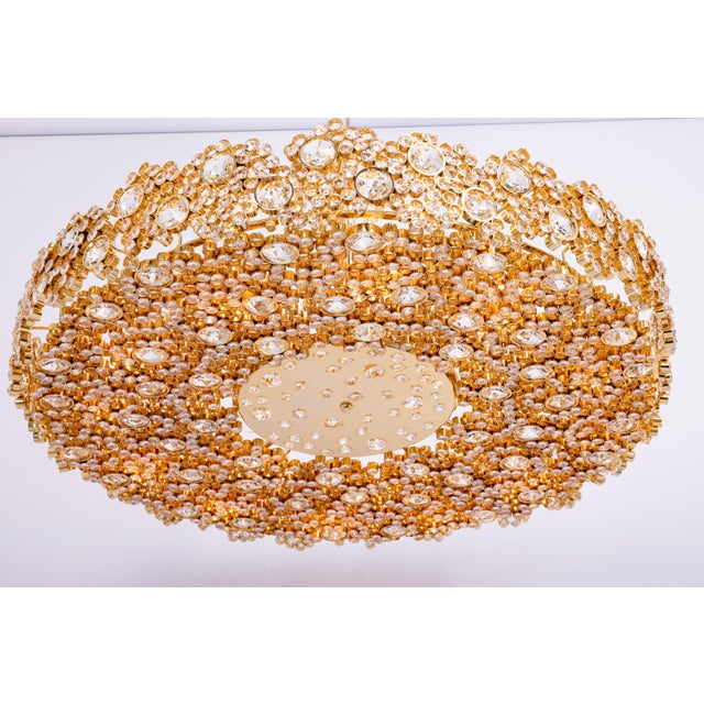 Large Gilt Brass and Crystal Glass Encrusted Chandelier from Palwa, Germany, 1970s For Sale - Image 9 of 18