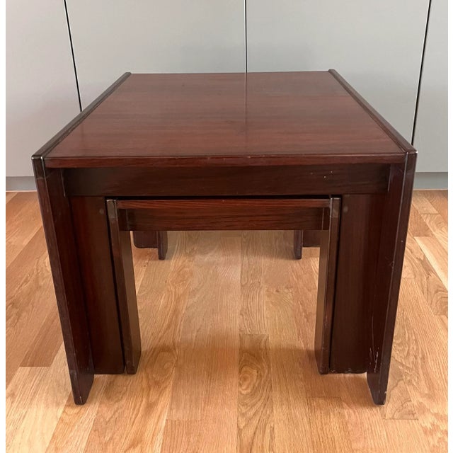 1960s 1960s Rosewood Nesting Side Tables by Afra & Tobia Scarpa for Cassina - Set of 3 For Sale - Image 5 of 13