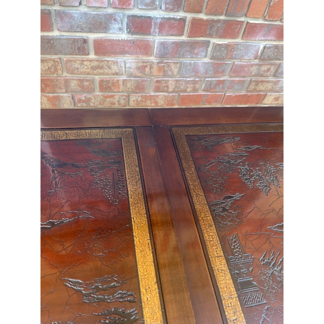 Late 20th Century Heritage Furniture "Ming Treasure" Chinoiserie Extension Dining Table - 2 Leaves For Sale - Image 9 of 18