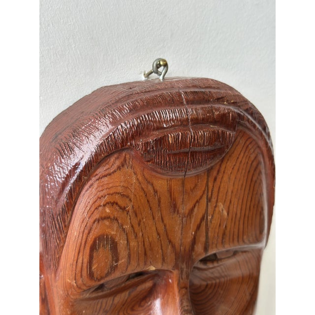 Vintage Hand-Carved Male Bust Wall Hanging, Circa Mid 20th-Century For Sale - Image 11 of 13