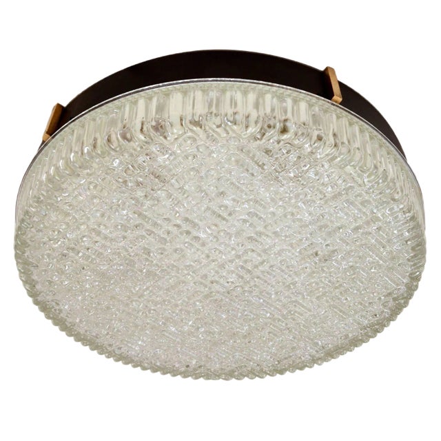 Large Flush Mount Glass Pendant / Wall Light by N. Leuchten For Sale