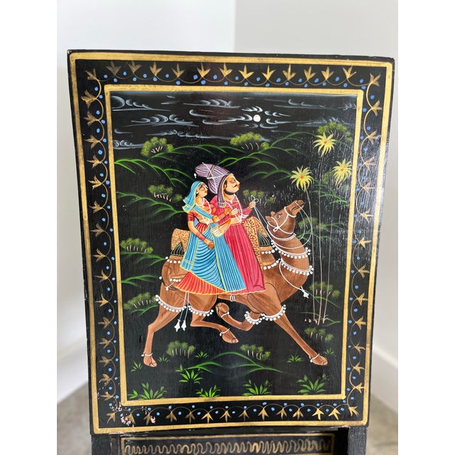 1980s Vintage Hand-Painted Rajasthani Indian Adjustable Wood Chair For Sale - Image 5 of 10