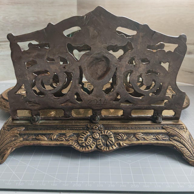 Antique Italian Neo-Baroque Style Letter and Writing Accessory Stand: A Double Pen Holder and a Paper Tray For Sale - Image 10 of 14