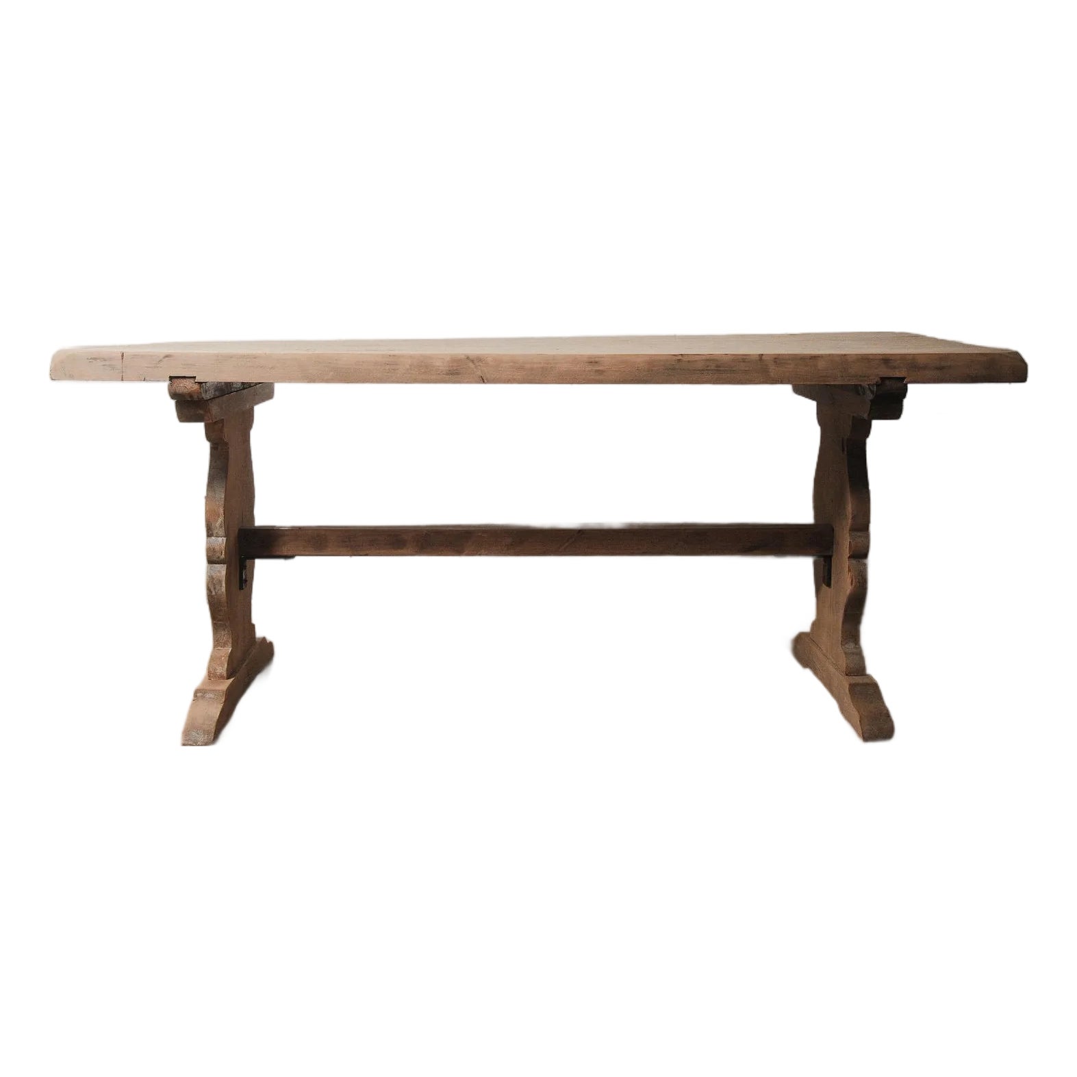 Late 19th Century Rustic Hand-Carved Pine Trestle Dining Table With ...