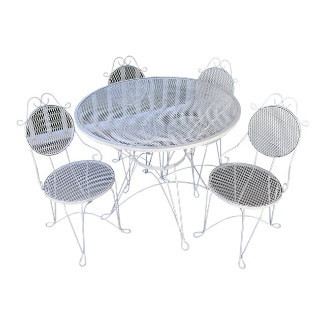 Vintage White Patio Table & 4 Chairs Chairish