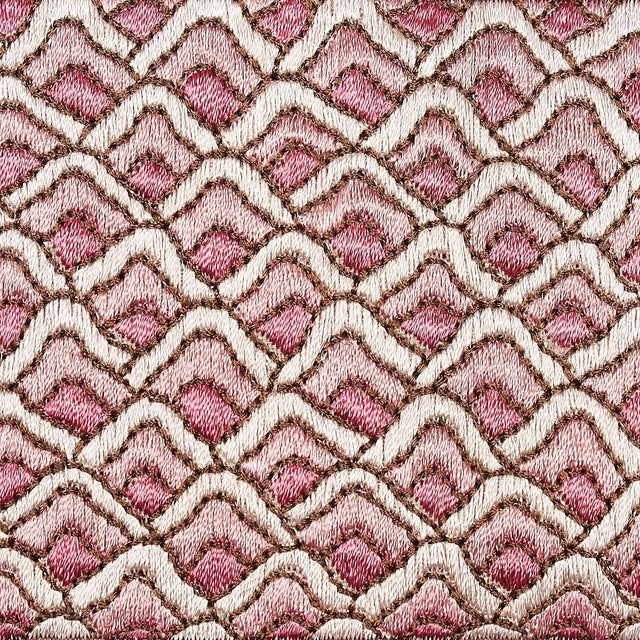 Contemporary Schumacher Sunrise Embroidery Tape in Pink For Sale - Image 3 of 4