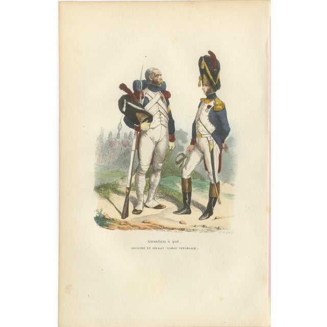 Napoleonic Imperial Guard Grenadiers, Officer and Soldier – French Prints : This fine pair of hand-colored 19th-century...