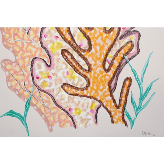 Yellow Yellow Coral Bouquets, Modern Coastal Diptych, Illustration Style, Gouache Crayon on Watercolor Paper, 2026 For Sale - Image 8 of 10
