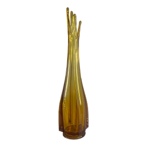Vintage l.e. Smith Amber Glass Swung Vase