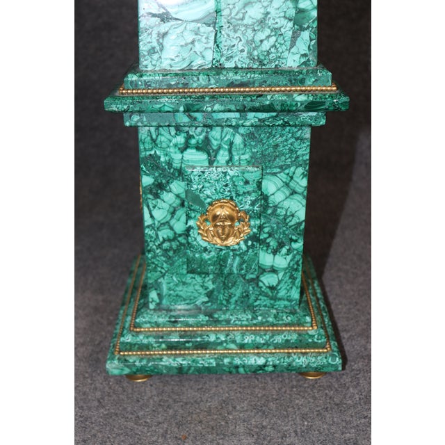 Palatial Pair of French Empire Style Malachite and Bronze Mounted Obelisks For Sale In Philadelphia - Image 6 of 7