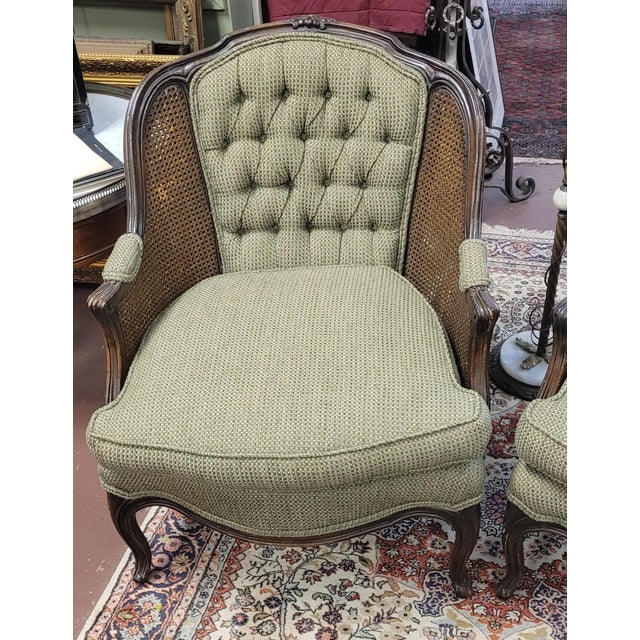 Pair French Double Cane 1950s Bergere Chairs For Sale - Image 9 of 13