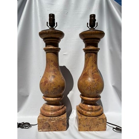 Hollywood Regency Large Marble Baluster Form Table Lamps a Pair For Sale - Image 3 of 10
