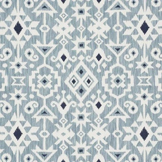 Sample - Schumacher Crusoe Ikat Fabric in Sky For Sale