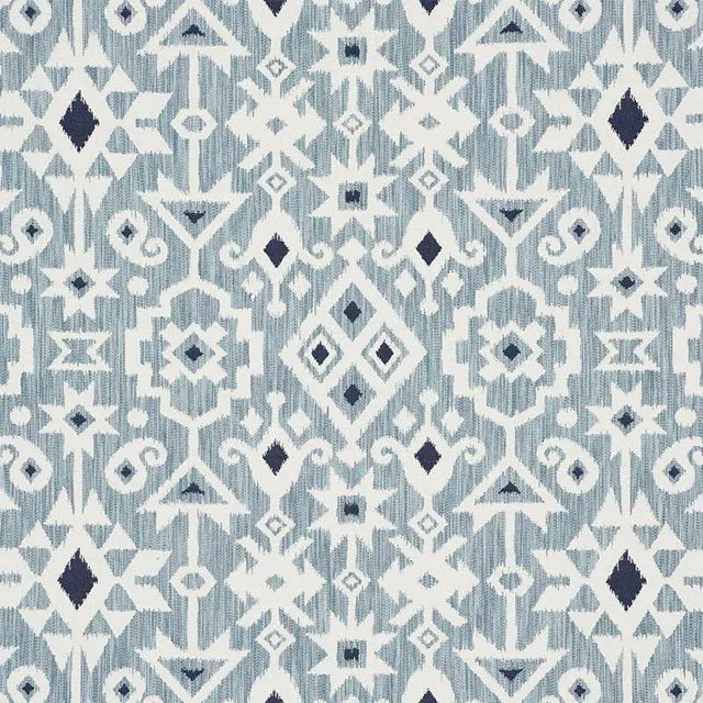 Sample - Schumacher Crusoe Ikat Fabric in Sky For Sale