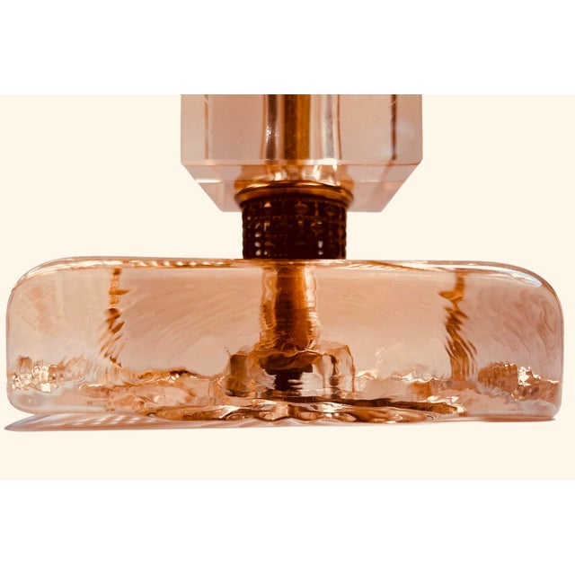 Art Deco 1950s Apricot Glass Table Lamp For Sale - Image 3 of 8