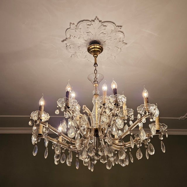 Large French Crystal Chandelier, 1930s For Sale - Image 4 of 15