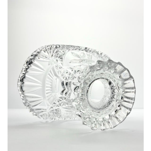 1990s Hofbauer “Byrdes” Large Cut Crystal Deep Handled Basket 10 1/2” For Sale - Image 11 of 11