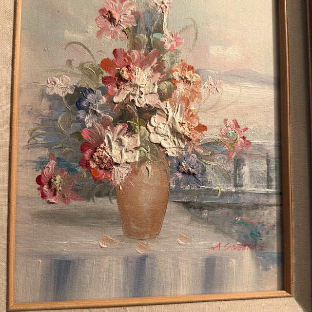 Vintage Impasto Floral Oil Painting on Canvas, Signed "A. Sweeting" For Sale - Image 16 of 16