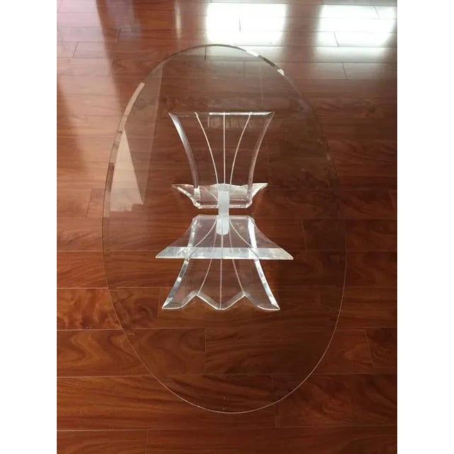 Glass Mid-Century Coffee Table With Lucite Base and Glass Top For Sale - Image 7 of 7