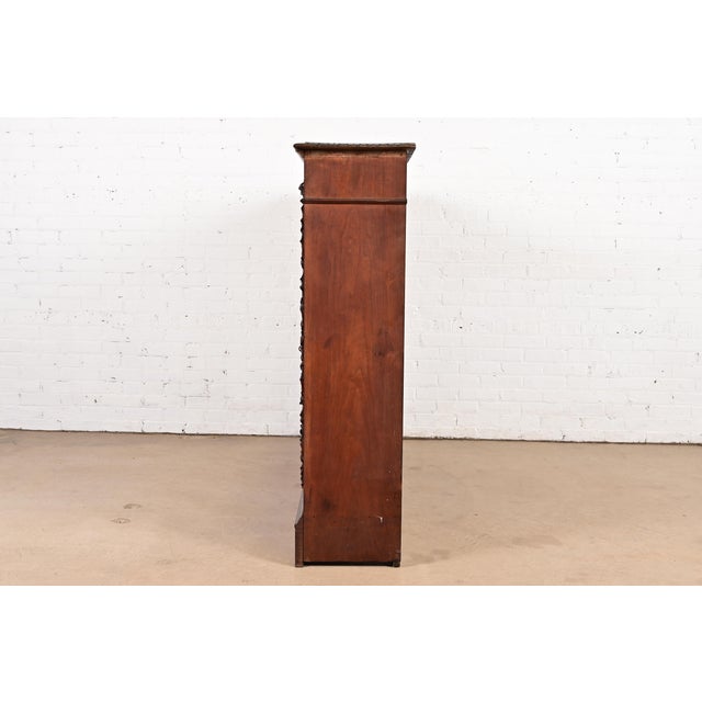 R. J. Horner Style Antique Victorian Carved Walnut Double Bookcase Cabinet, Circa 1890s For Sale - Image 10 of 12