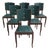 Art Deco Chairs in Wood and Green Faux Leather, 1940s, Set of 6 For Sale