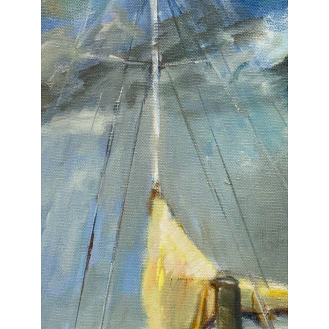 B. Bergman Acrylic on Canvas Boat Nautical Painting, Circa 1983 For Sale - Image 4 of 12