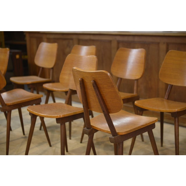 Vintage Brown Oak Chairs, 1960s, Set of 8 For Sale - Image 4 of 11