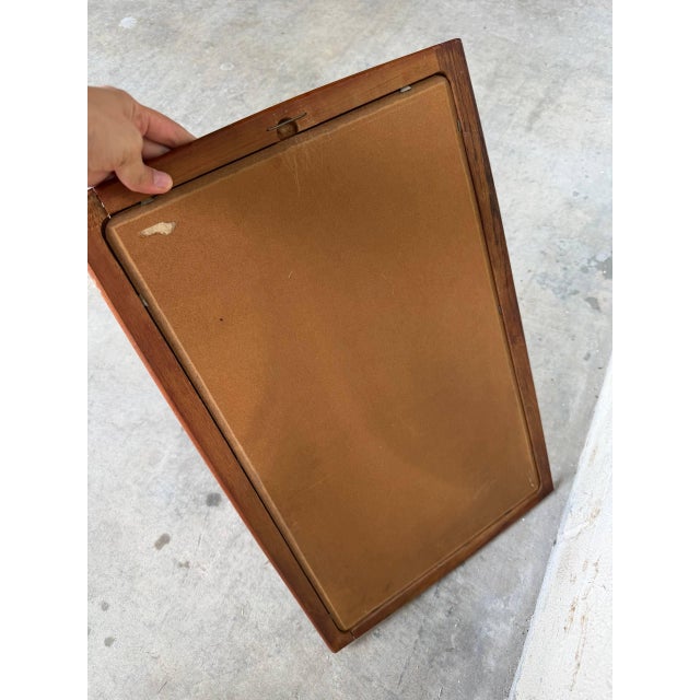 Brown Vintage Danish Modern Teak Wall Mirror Mid Century Scandinavian Rectangular Mirror For Sale - Image 8 of 10