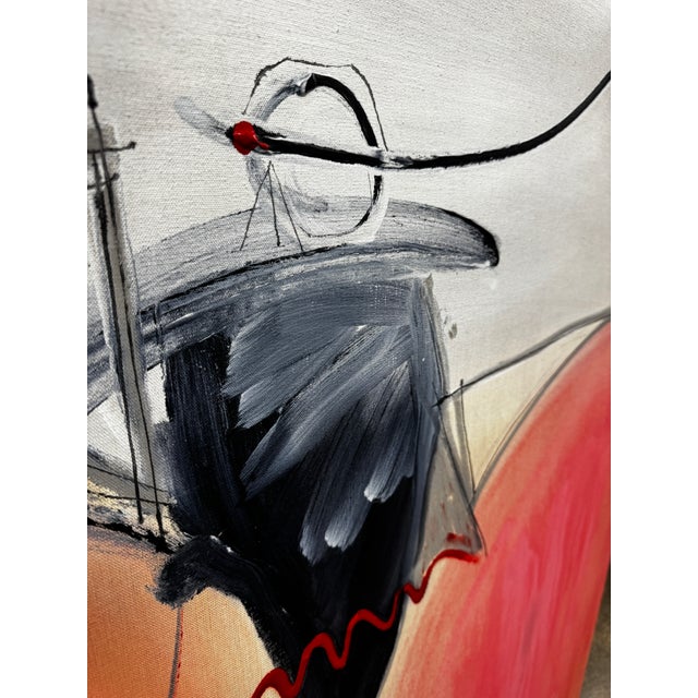 1980s Oversized 1980s Coral and Black Postmodern Abstract Mixed Media Painting on Canvas 48x52" by Jack Compton For Sale - Image 5 of 6