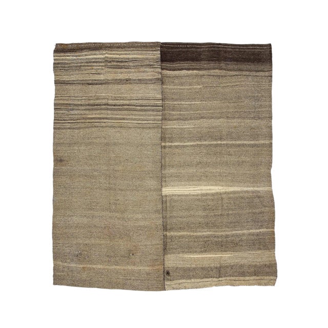 1960s Vintage Gray Turkish Kilim Rug- 11′5″ × 12′3″ For Sale