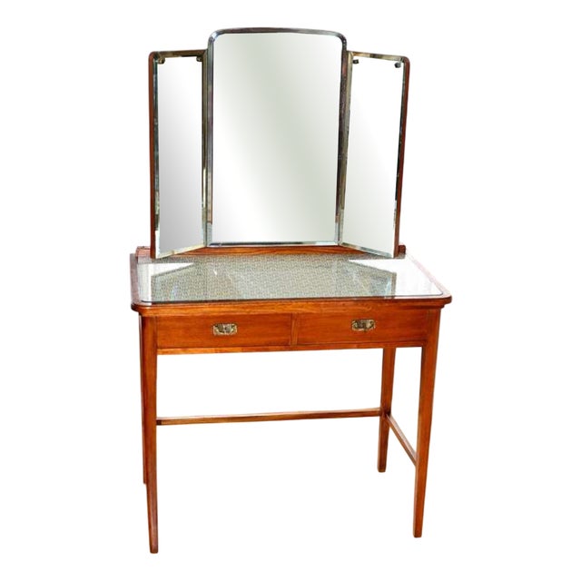 Art Nouveau Dressing Table with Three-Part Mirror, 1920s For Sale