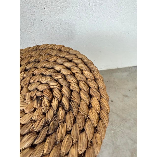 Rope and Oak Stool by Adrien Audoux and Frida Minet, 1950s For Sale - Image 13 of 18