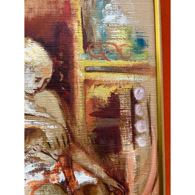Abstract Midcentury Seated Nude Oil Painting For Sale - Image 4 of 7