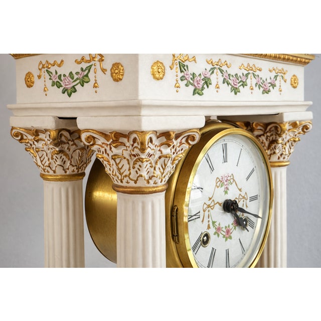 White 1980s Franklin Mint “The Empress Josephine” Neoclassical Mantel Clock – White & Gilt For Sale - Image 8 of 13